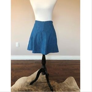 EUC MADEWELL Linen Blue Swing Mini Skirt SZ 6